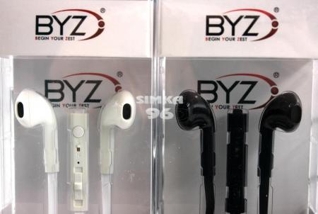 Наушники вкладыши с микрофоном  BYZ- 389  (Samsung, Nokia, iPhone)  с регулятором громкости