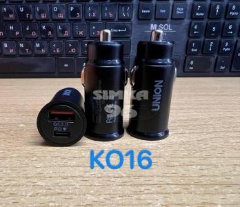 АЗУ  1 выход USB+1 выход Type-C 3.0А UNION KO-16