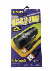 АЗУ Union UN-901 Lighting 1 выход USB 3.0A 20W