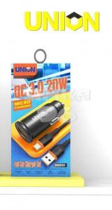 АЗУ Union UN-901 MicroUSB 1 выход USB 3.0A 20W