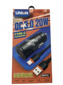 АЗУ Union UN-901 Type-C 1 выход USB 3.0A 20W