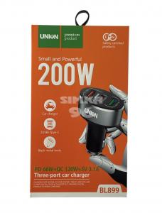 АЗУ Union UN-899 2 выхода USB Q.C.3.0+1 выход Type-C PD66W