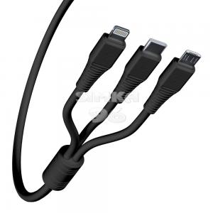 Кабель 3 в 1 (microUSB, Type-C, Lightning)  1.0м UNION UN746 (Силикон)
